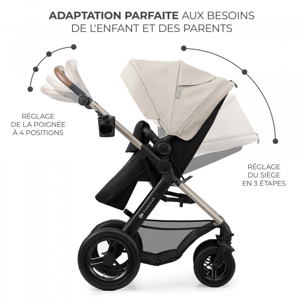 Poussette trio moov² air wheels avec base moonlight grey Kinderkraft