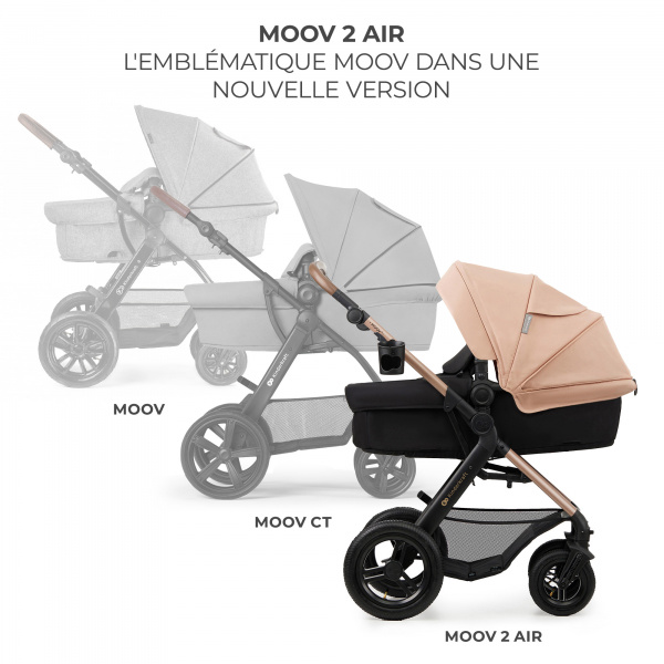 Poussette trio moov² air wheels avec base sand beige Kinderkraft