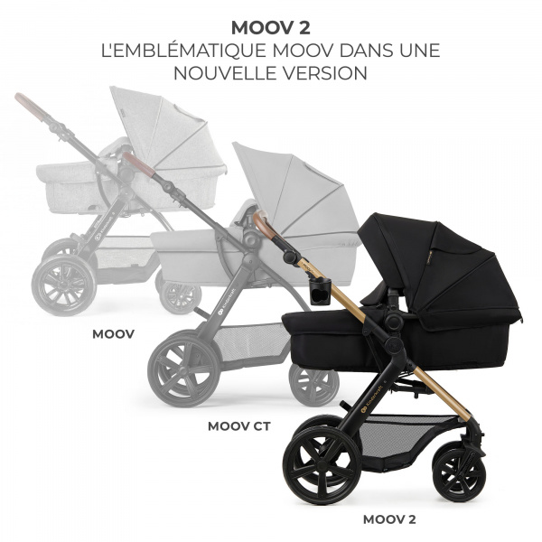 Poussette trio moov 2 eva wheels avec base pure black Kinderkraft