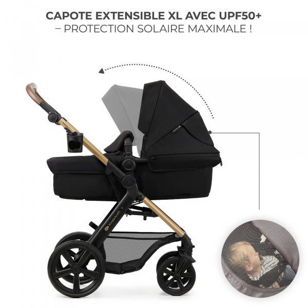 Poussette trio moov 2 eva wheels avec base pure black Kinderkraft
