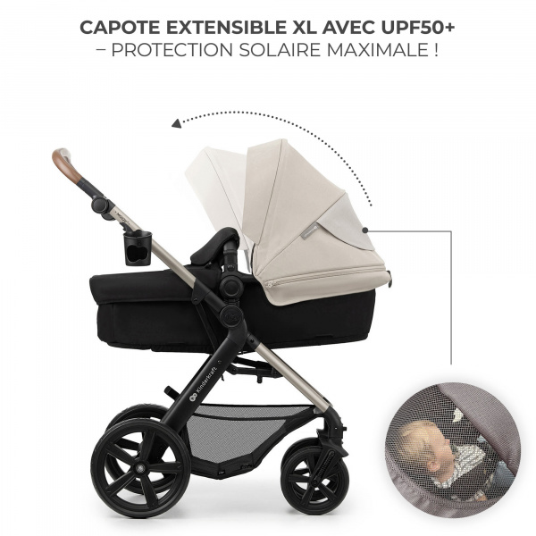 Poussette trio moov 2 eva wheels avec base moonlight grey Kinderkraft