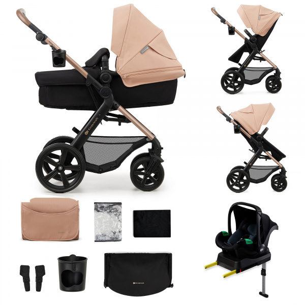 Poussette trio moov 2 eva wheels avec base sand beige Kinderkraft