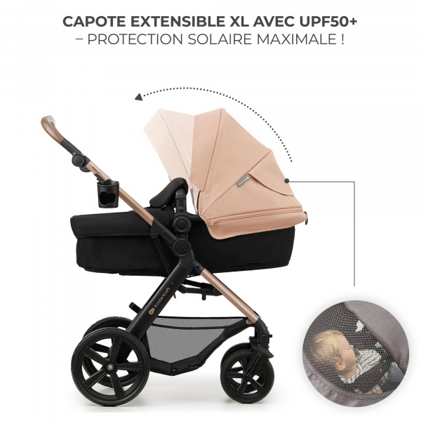 Poussette trio moov 2 eva wheels avec base sand beige Kinderkraft