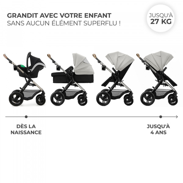 Poussette trio moov² xl air wheels moonlight grey Kinderkraft