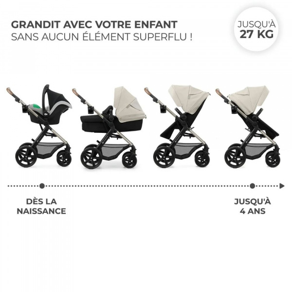 Pack poussette moov² 3 en 1 sand beige eva wheels Kinderkraft