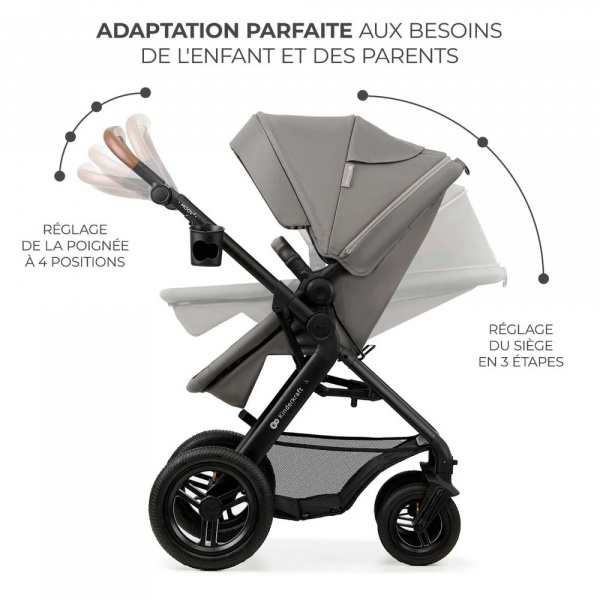 Pack poussette moov² air 3 en 1 light grey Kinderkraft