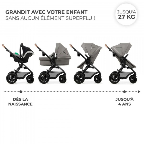 Pack poussette moov² air 3 en 1 light grey Kinderkraft