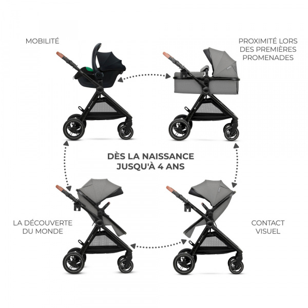 Poussette trio esme pro 3 en 1 gris Kinderkraft