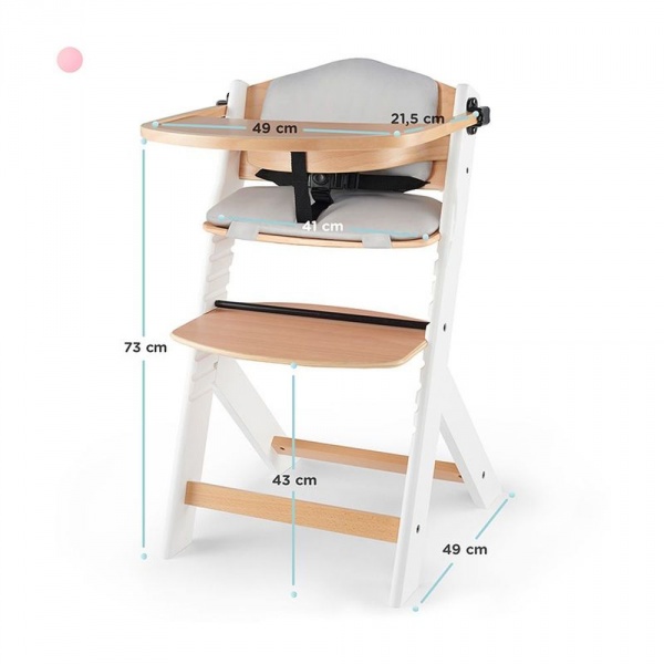 Chaise haute évolutive enock blanc avec coussins gris Kinderkraft