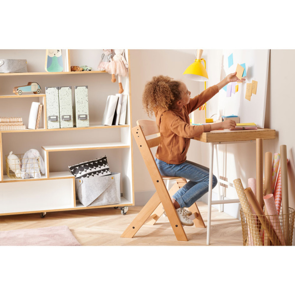 Chaise haute évolutive enock naturel et gris + coussins gris Kinderkraft