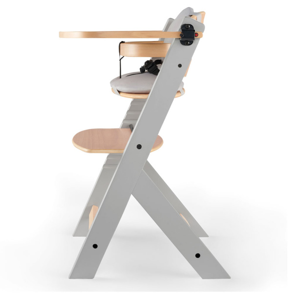 Chaise haute évolutive enock naturel et gris + coussins gris Kinderkraft