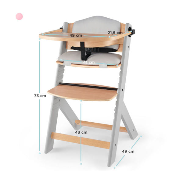 Chaise haute évolutive enock naturel et gris + coussins gris Kinderkraft