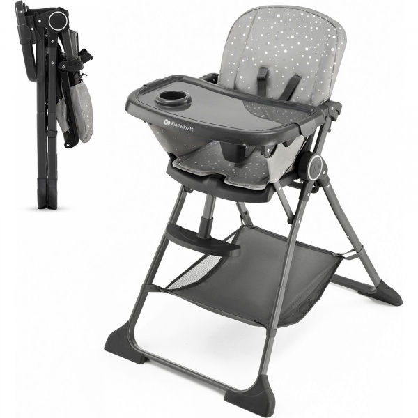 Chaise haute foldee gris Kinderkraft