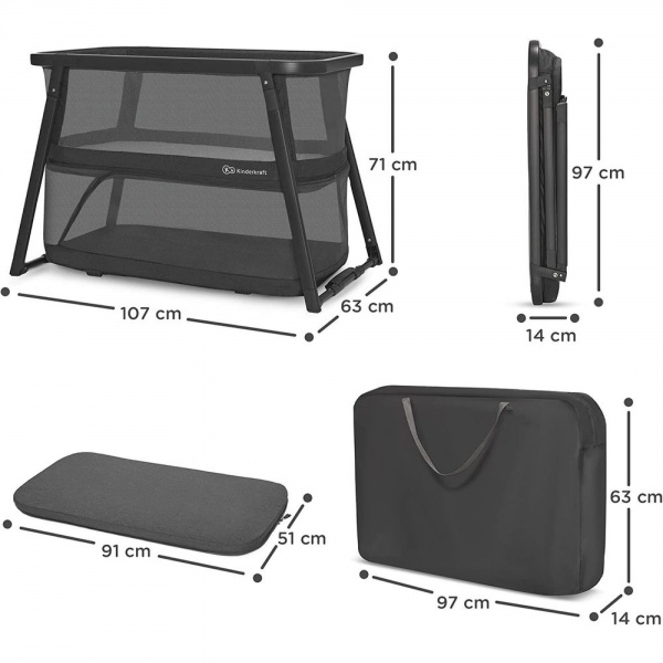 Lit de voyage sofi plus 4 en 1 - black Kinderkraft