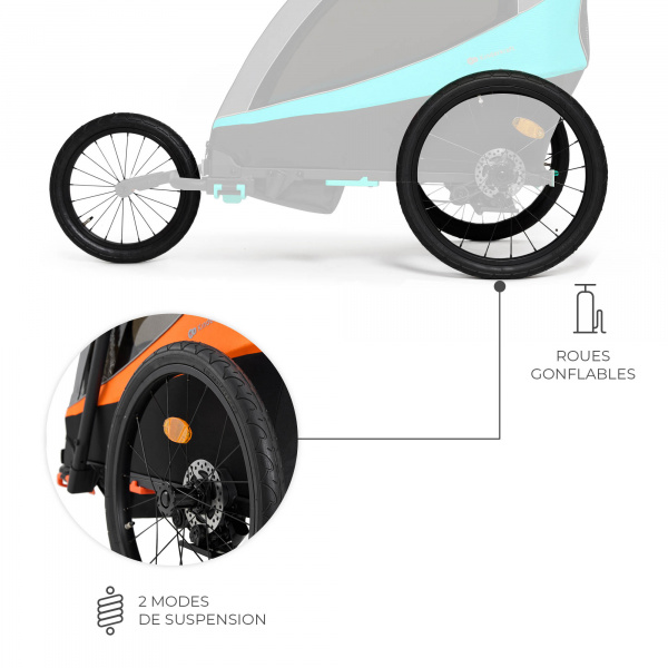 Remorque vélo enfant 3en1 nava bleu Kinderkraft