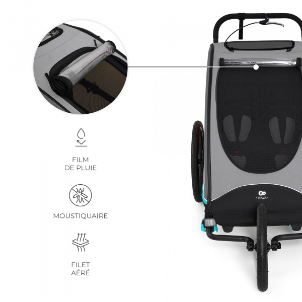 Remorque vélo enfant 3en1 nava bleu Kinderkraft