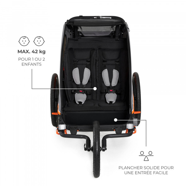 Remorque vélo enfant 3en1 nava orange Kinderkraft