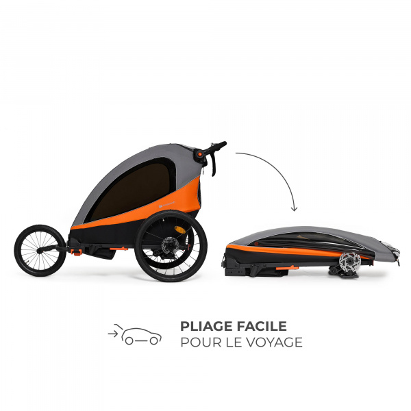 Remorque vélo enfant 3en1 nava orange Kinderkraft
