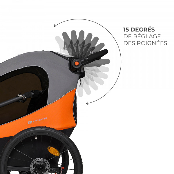 Remorque vélo enfant 3en1 nava orange Kinderkraft