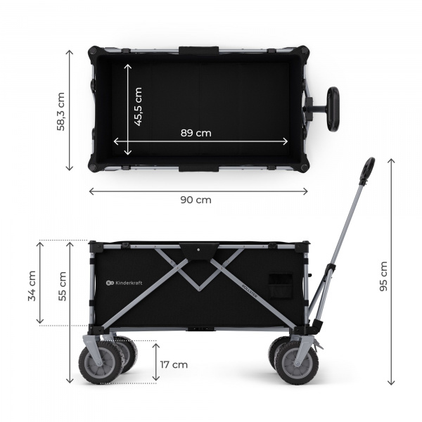 Chariot de transport pliable rollster noir Kinderkraft