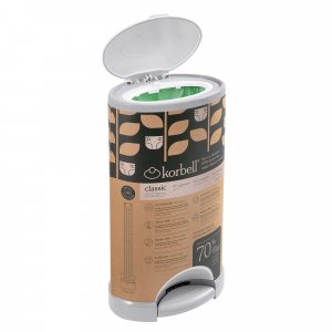 Poubelle à couches blanche 16l + 1 recharge Korbell