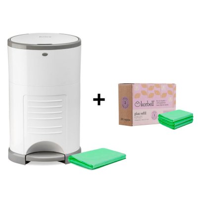 Pack poubelle à couches 26l blanche + 4 recharges anti-odeurs