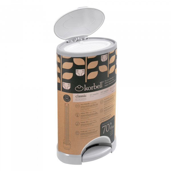 Poubelle à couches blanche 16l + 1 recharge Korbell