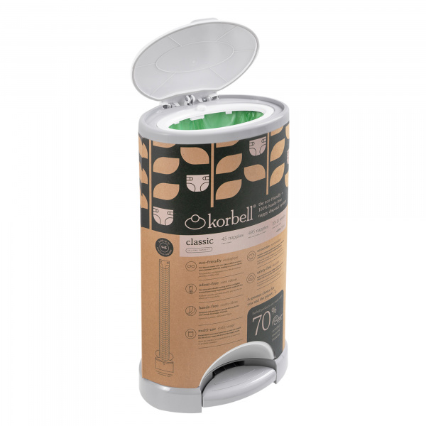 Poubelle à couches blanche 16l + 1 recharge Korbell