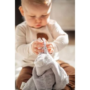 Doudou plat gris clair Label label