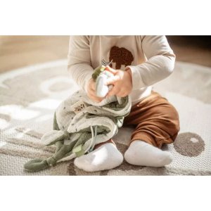 Doudou plat vert kaki Label label