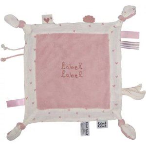 Doudou plat coeur rose Label label