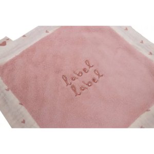 Doudou plat coeur rose Label label