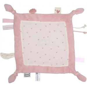 Doudou plat coeur rose Label label