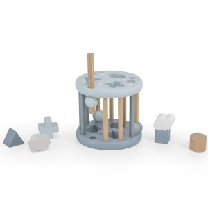 Jeu de formes en bois - bleu Label label