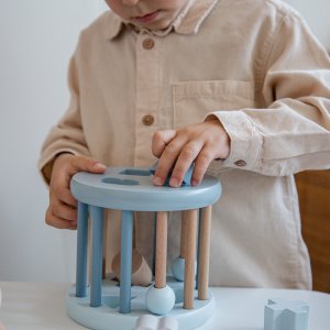 Jeu de formes en bois - bleu Label label