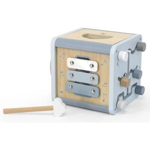 Cube d'activités en bois - bleu Label label