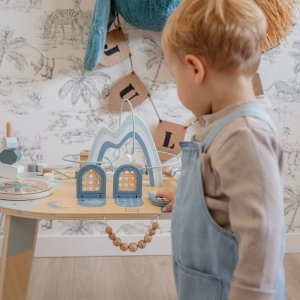 Table d'activités en bois - bleu Label label