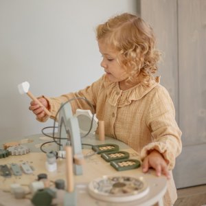 Table d'activités en bois - vert olive Label label