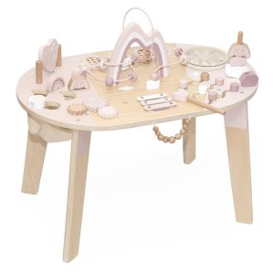 Table d'activités en bois - rose Label label