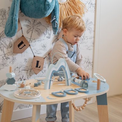 Table d'activités en bois - bleu