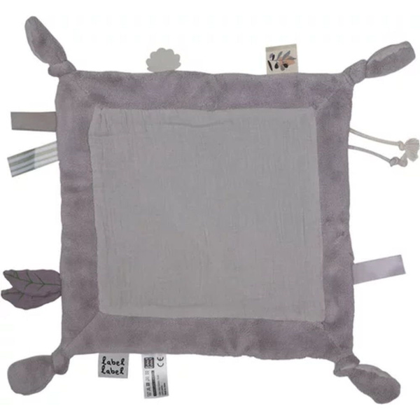 Doudou plat gris clair Label label