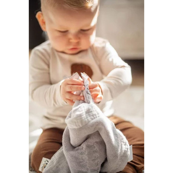 Doudou plat gris clair Label label