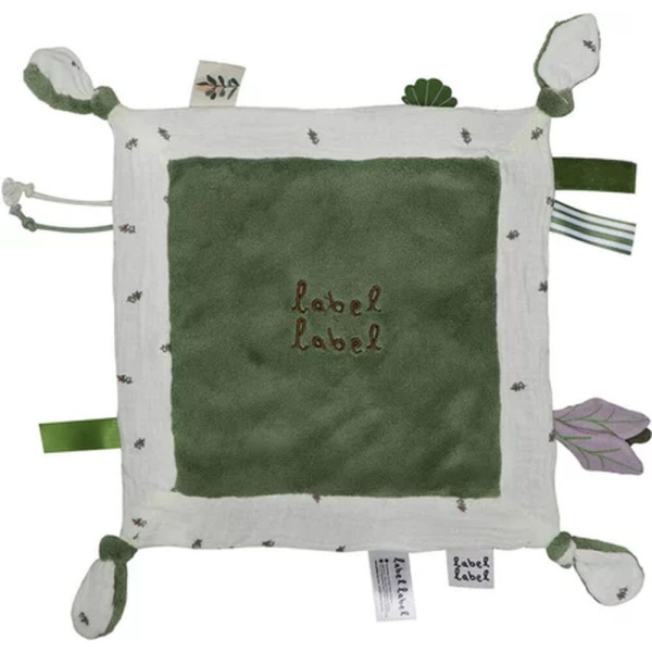Doudou plat vert kaki Label label