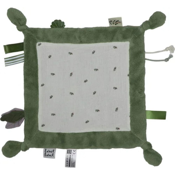 Doudou plat vert kaki Label label