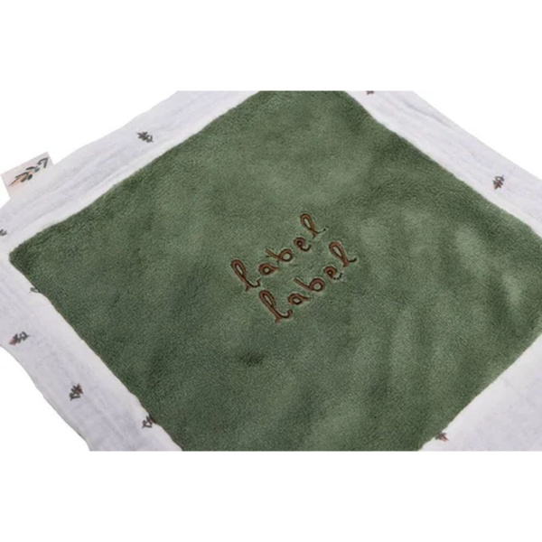 Doudou plat vert kaki Label label
