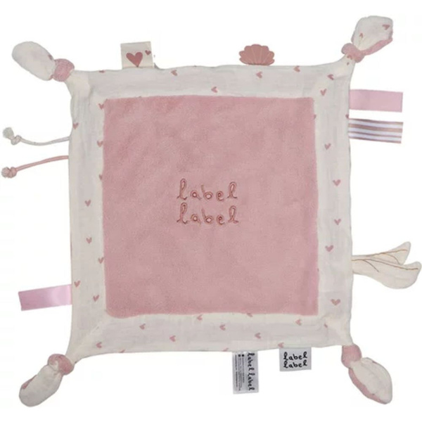 Doudou plat coeur rose Label label
