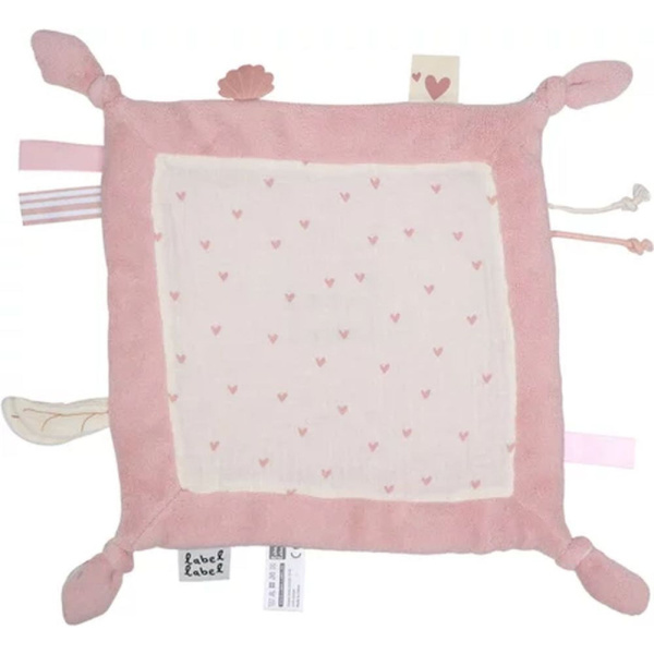 Doudou plat coeur rose Label label