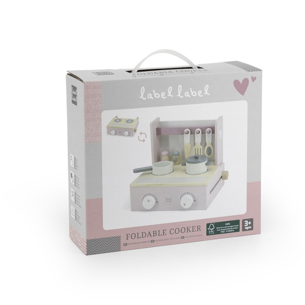 Cuisine pliable en bois - rose Label label