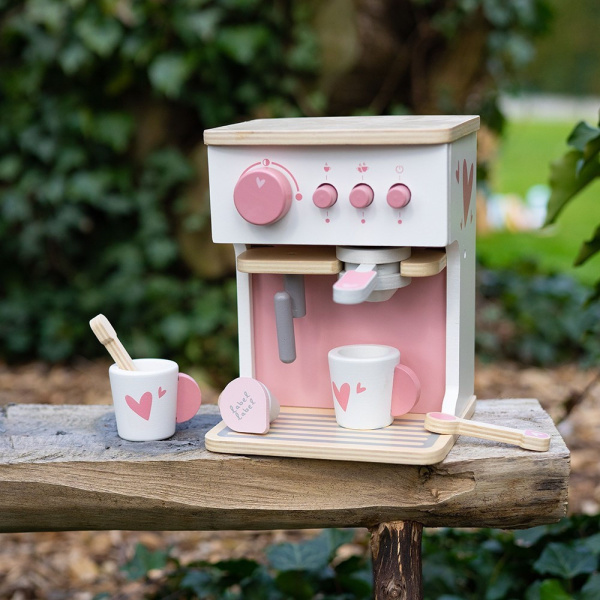 Machine à expresso en bois - rose Label label
