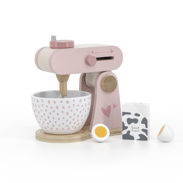 Robot cuisine en bois - rose Label label